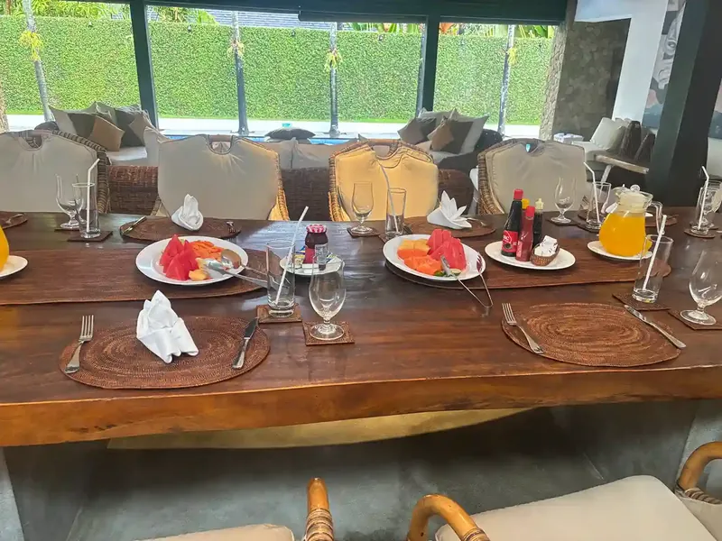 Breakfast served at a villa in Canggu